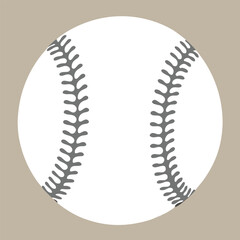 Classic baseball illustration with stitching and red seams on a white background