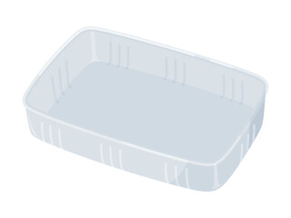 食品を入れる透明の四角いプラスチックの容器のイラスト_蓋無し