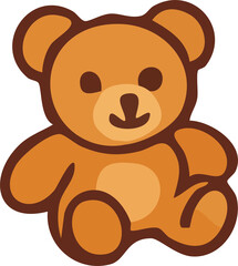 This is a cute, cartoon-style illustration of a brown teddy bear with a friendly face, simple shapes, and bold outlines.