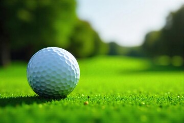 Obraz premium Golf Ball on Lush Green Fairway Precision, Serenity, and the Essence of the Game