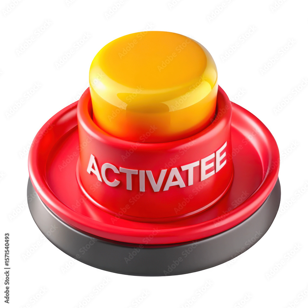Poster 3d red activate button isolated on transparent background
