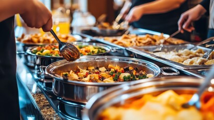 Delicious Buffet Spread with Fresh Foods and Colorful Ingredients