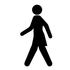 Simple Black and White Icon Representing a Person Walking Forward Peacefully