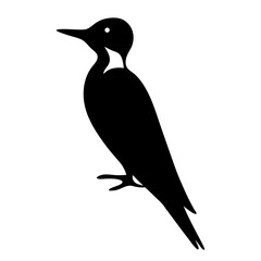 Silhouette illustration of a woodpecker bird in solid black on white background