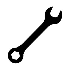Black silhouette of a combination wrench on a white background illustration