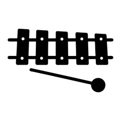 Simple Black and White Xylophone Illustration with Mallet for Musical Fun