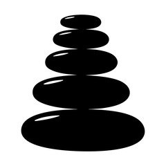 Zen stone tower in black and white suggesting balance and meditation