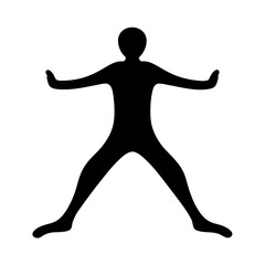 Silhouette of a person in an open stance with arms extended horizontally