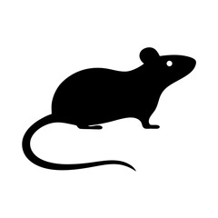 A black silhouette of a common house mouse, vector illustration