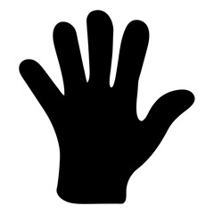 Black silhouette of a hand against a white background expressing a stop gesture