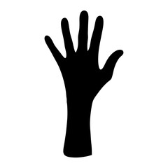 Stylized human hand silhouette with extended fingers in black on white