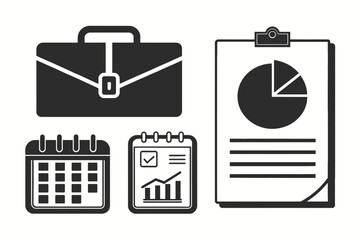 A set of business icons isolated on white background
