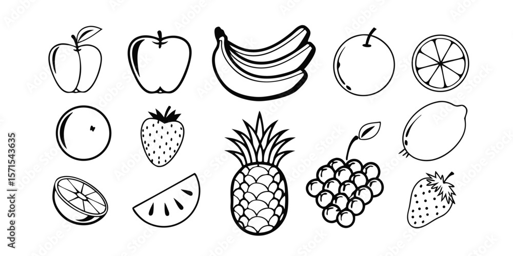 Poster a vibrant and diverse collection of fruit icons perfect for adding a fresh and healthy touch to any 