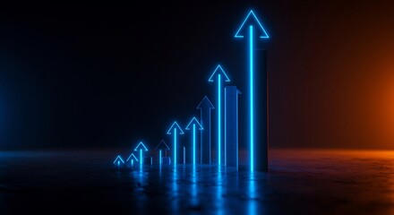 Neon Arrows: Ascending Growth & Progress Visualization