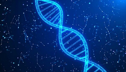 Abstract DNA helix in vibrant blue