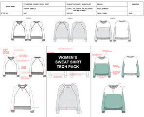 womens sweatshirt tech pack