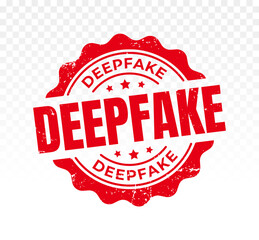 Deepfake Rubber Stamp. Alert Deepfake Red Grunge Rubber Stamp. Fake Vector Circle Stamp