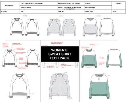 womens sweatshirt tech pack