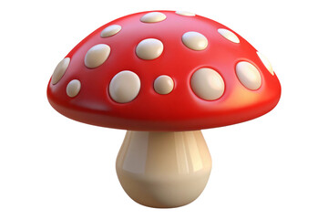Cute cartoon red mushroom with white spots isolated on transparent background