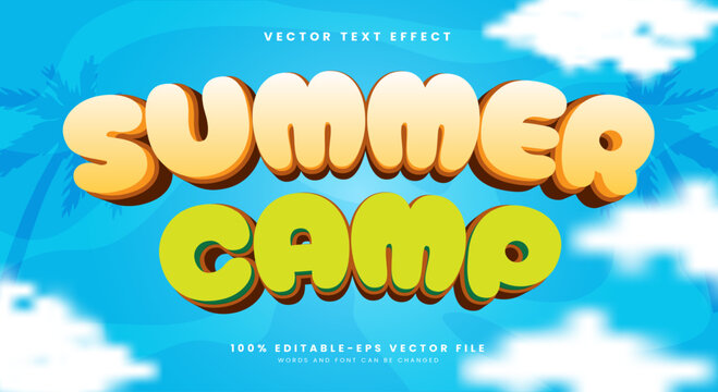 Summer Camp 3d editable text effect template Suitable for summer beach theme