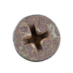 Close up old and rusty nut or screw head