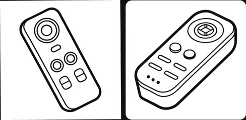 Remote Coloring Book Page – Outline Line Art Electronic Device Design for Kids and Adults