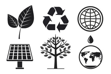 Ecofriendly icons set isolated on white background