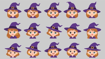 Fototapeta premium Cute Witch Girl Cartoon Character Illustrations