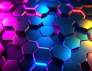 Abstract geometric pattern of glowing hexagons (1)