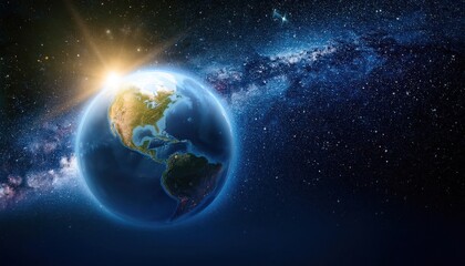Earth from Space Starry Galaxy View with Environmental Focus
