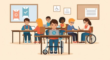 Inclusive Classroom: Students with Disabilities Learning Together with Technology and Support