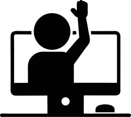 Online Class and Virtual Meeting Outline Icon Set