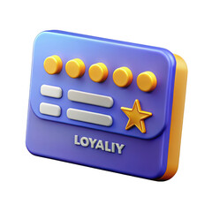 3d loyalty card with star and points isolated on transparent background