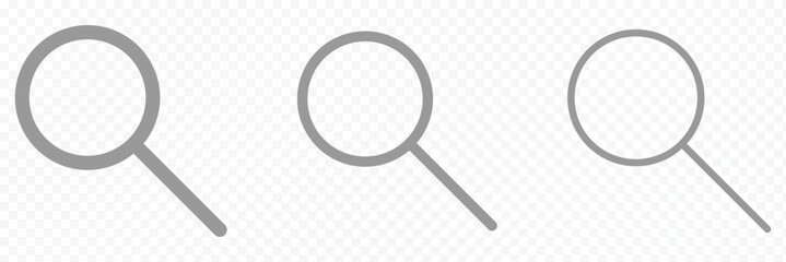 search icon button - magnifying glass loupe sign symbol, magnifier icon. Magnifying glass icon in line style. magnifier or loupe sign isolated on transparent background eps 10