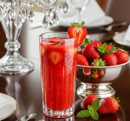 strawberries in a glass of champagne