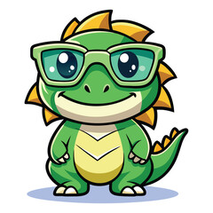 Obraz premium Cute dinosaur wearing glasses