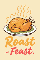 Roast Chicken on Plate with Steam Rising above