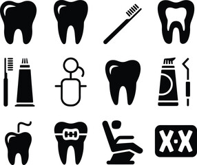 Fototapeta premium Dental Care Icons Set for Healthcare Design