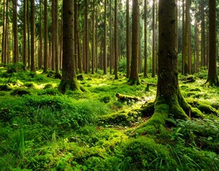 Lush forest floor bathed in sunlight (2)