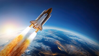 Space Rocket Leaving Earth's Atmosphere, Capturing the Journey Beyond