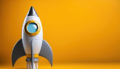 3D Rocket in Gray and Yellow for Design Composition and Creative Projects