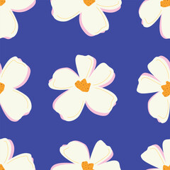 Hand drawn cute flowers, seamless patterns with floral for fabric, textiles, clothing, wall art, wallpaper, cover, banner, poster, interior decor, natural backgrounds.