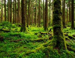 Obraz premium Lush green forest floor