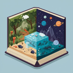Isometric Ecosystem Book – Vector