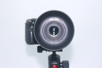 Camera lens ready for a dynamic photography session indoors while capturing unique perspectives on...