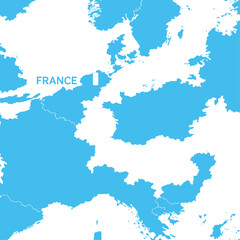 Fototapeta premium France Locator — Silhouette Map Highlighting France within Europe