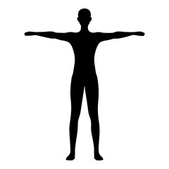 Full body human silhouette with arms outstretched in anatomical T pose