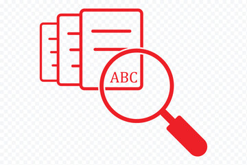 Minimalist File Checkmark Illustration for Data Verification and Approval. Checklist document icon with magnifying glass and check mark symbol eps 10