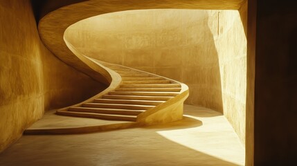 Elegant Curved Staircase in Minimalist Interior Design Space