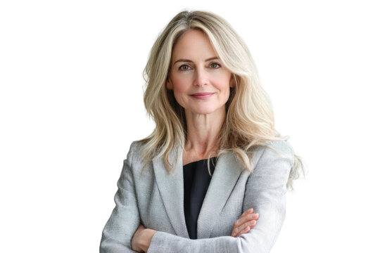 Confident smiling middle aged business woman attorney, 45 years old lady entrepreneur, mature female professional executive manager leader standing arms crossed in office looking at camera. Portrait.